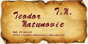 Teodor Matunović vizit kartica